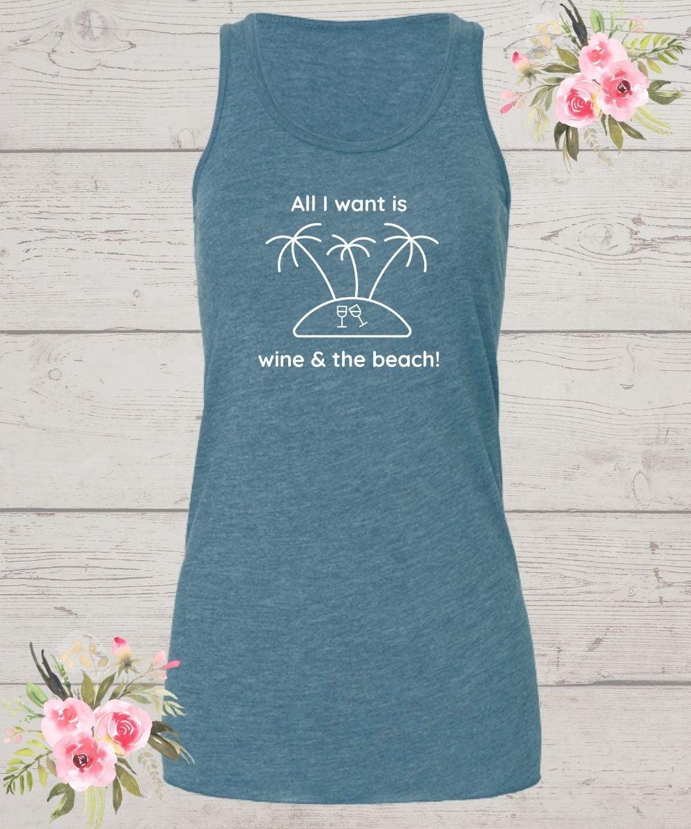 Wine and Beach Tank Top - Wine Expressions