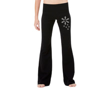 Load image into Gallery viewer, Women&#39;s Wine &amp; Snowflakes Yoga Pants - Cute Yoga Pants - Winter Yoga Pants - Flare Leg Yoga Pants - Lounge Pants - Holiday Pants - Wine Expressions
